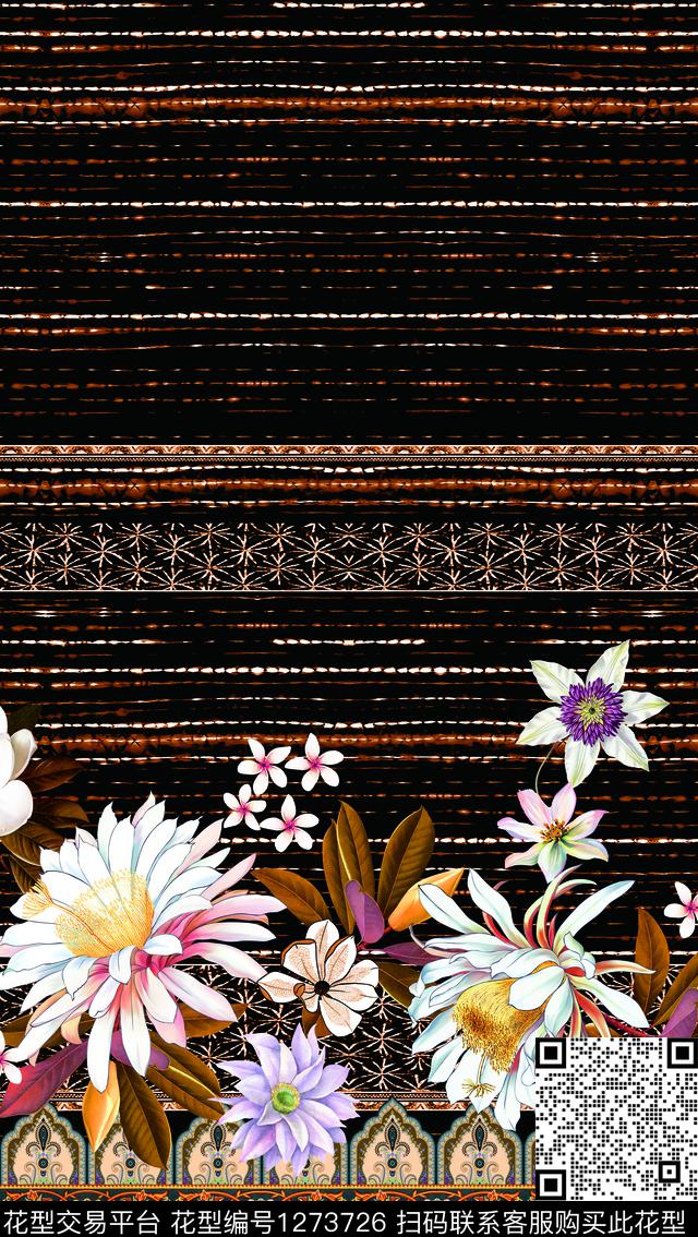 复古定位花女装数码印花华亿平台下载（图片编号: 1273726） - 瓦栏（Walan）