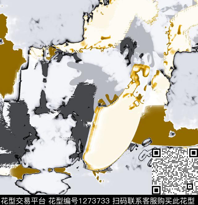 男装抽象混合拼接数码印花华亿平台下载（图片编号: 1273733） - 瓦栏（Walan）