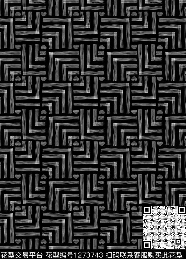 几何满版散花大牌风传统印花华亿平台下载（图片编号: 1273743） - 瓦栏（Walan）