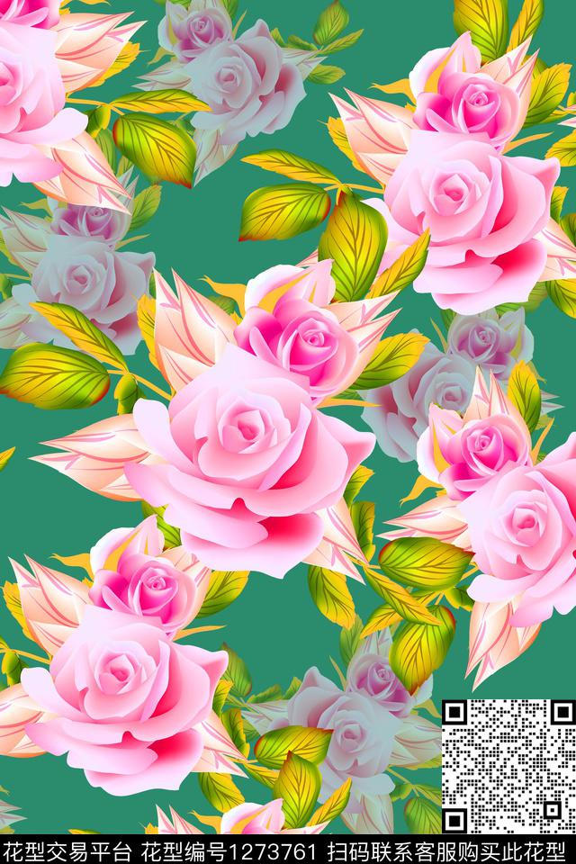 绿植树叶休闲渐变数码印花华亿平台下载（图片编号: 1273761） - 瓦栏（Walan）