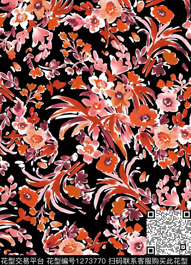 女装数码华亿平台花卉数码印花华亿平台下载（图片编号: 1273770） - 瓦栏（Walan）