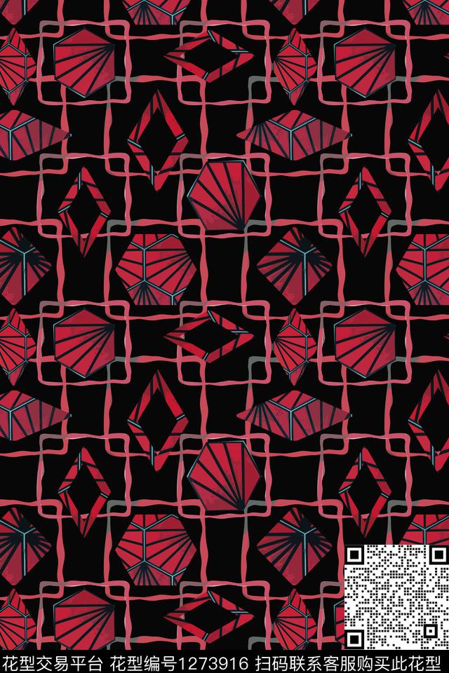 拼贴抽象格子图案手绘线条笔触数码印花华亿平台下载（图片编号: 1273916） - 瓦栏（Walan）