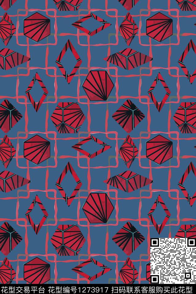 拼贴抽象格子图案手绘线条笔触数码印花华亿平台下载（图片编号: 1273917） - 瓦栏（Walan）