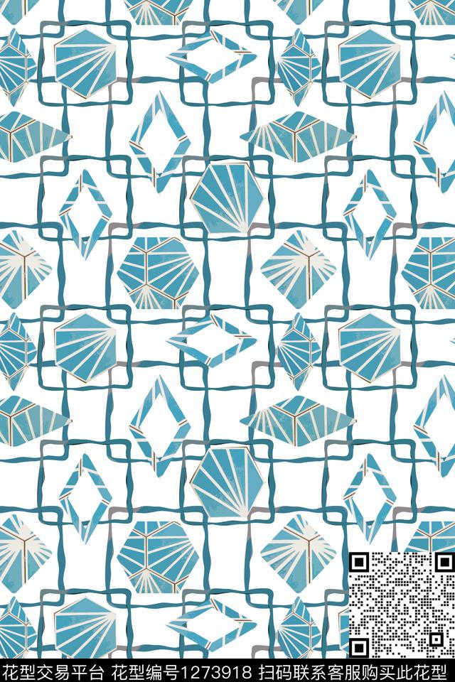 拼贴抽象格子图案手绘线条笔触数码印花华亿平台下载（图片编号: 1273918） - 瓦栏（Walan）