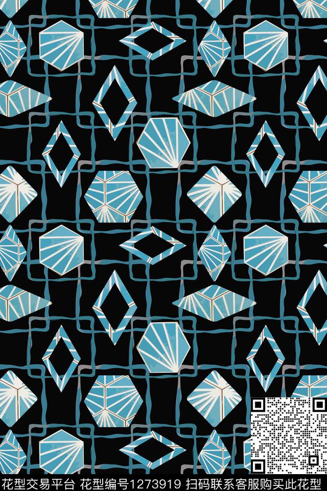 拼贴抽象格子图案手绘线条笔触数码印花华亿平台下载（图片编号: 1273919） - 瓦栏（Walan）