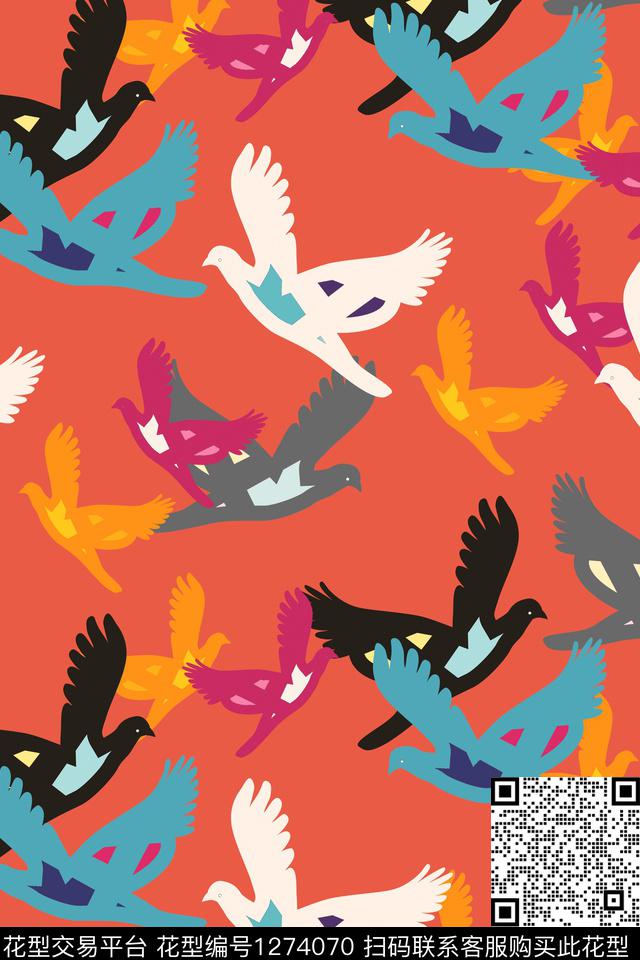 运动服天堂鸟抽象男装传统印花华亿平台下载（图片编号: 1274070） - 瓦栏（Walan）