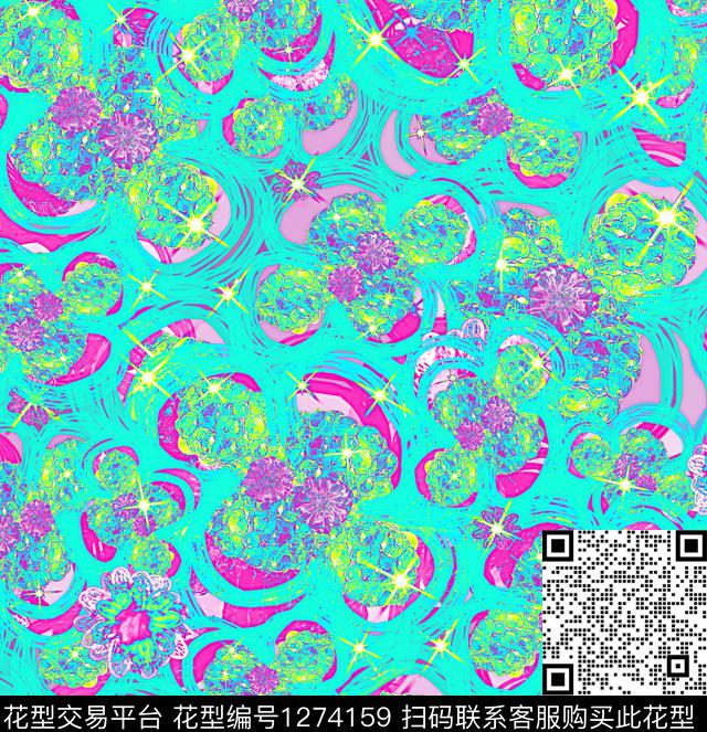 珠宝宝石抽象混合拼接数码印花华亿平台下载（图片编号: 1274159） - 瓦栏（Walan）