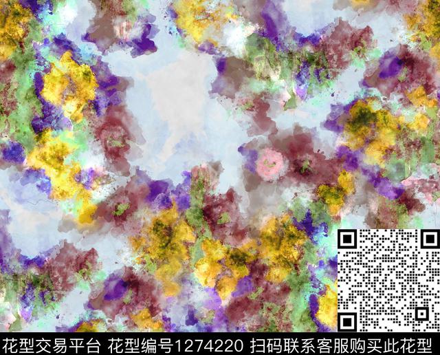 水彩抽象手绘数码印花华亿平台下载（图片编号: 1274220） - 瓦栏（Walan）