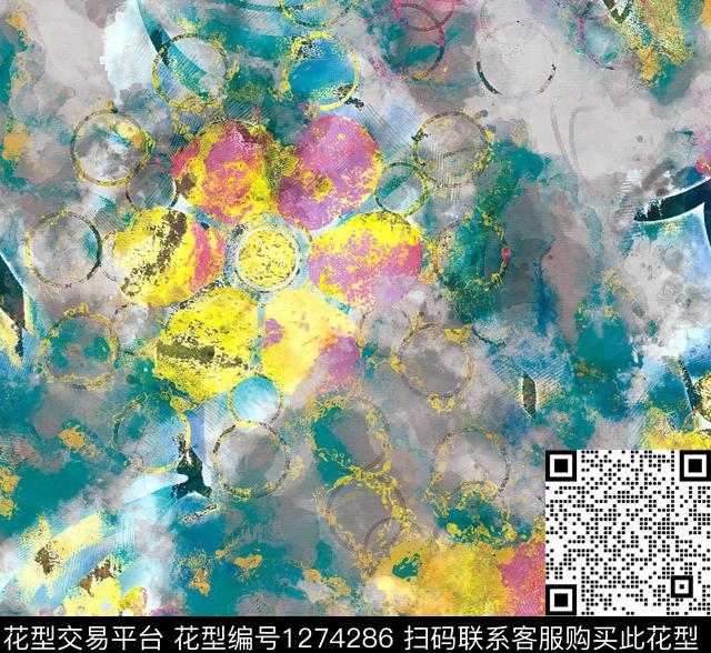 水彩抽象手绘数码印花华亿平台下载（图片编号: 1274286） - 瓦栏（Walan）