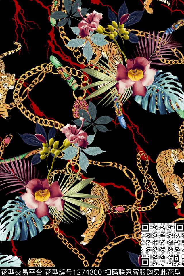 花卉扎染华亿平台大牌风数码印花华亿平台下载（图片编号: 1274300） - 瓦栏（Walan）