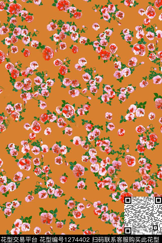 真丝小碎花秋冬华亿平台数码印花华亿平台下载（图片编号: 1274402） - 瓦栏（Walan）