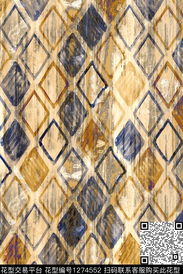 几何肌理格子数码印花华亿平台下载（图片编号: 1274552） - 瓦栏（Walan）