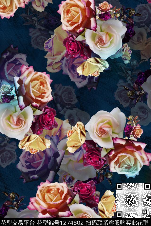 花卉旗袍数码印花华亿平台下载（图片编号: 1274602） - 瓦栏（Walan）