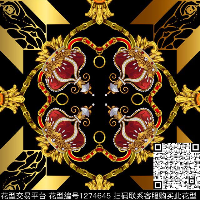 金属方巾丝巾定位花数码印花华亿平台下载（图片编号: 1274645） - 瓦栏（Walan）