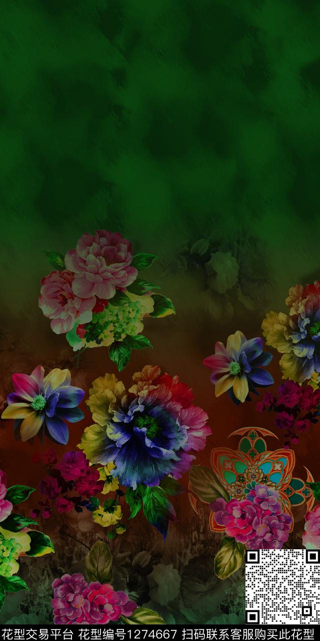 定位花花卉大牌风数码印花华亿平台下载（图片编号: 1274667） - 瓦栏（Walan）
