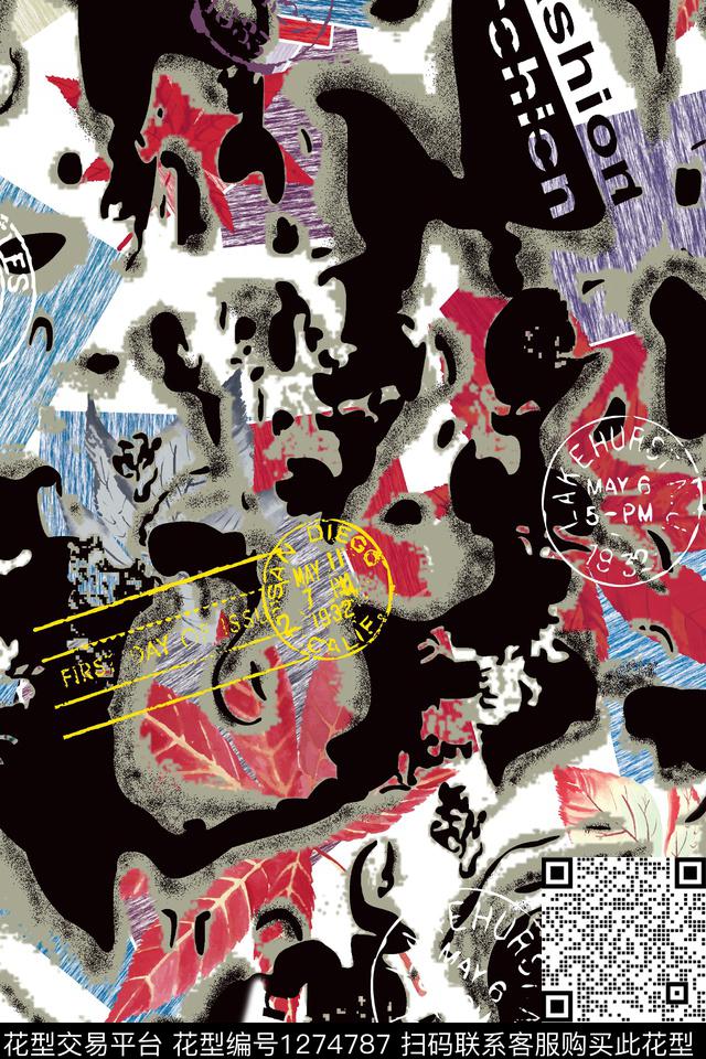 男装扎染华亿平台字母数码印花华亿平台下载（图片编号: 1274787） - 瓦栏（Walan）