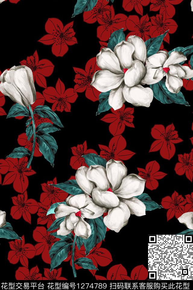 花卉大牌风小碎花数码印花华亿平台下载（图片编号: 1274789） - 瓦栏（Walan）