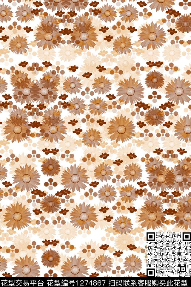 菊花抽象花卉男装传统印花华亿平台下载（图片编号: 1274867） - 瓦栏（Walan）