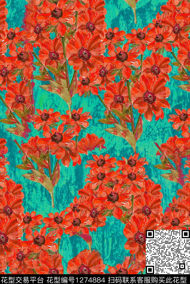 小碎花秋冬华亿平台香云纱数码印花华亿平台下载（图片编号: 1274884） - 瓦栏（Walan）