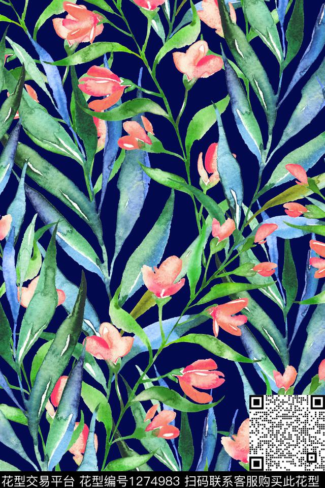 女装花卉绿植树叶数码印花华亿平台下载（图片编号: 1274983） - 瓦栏（Walan）