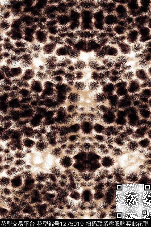动物笔触豹纹传统印花华亿平台下载（图片编号: 1275019） - 瓦栏（Walan）