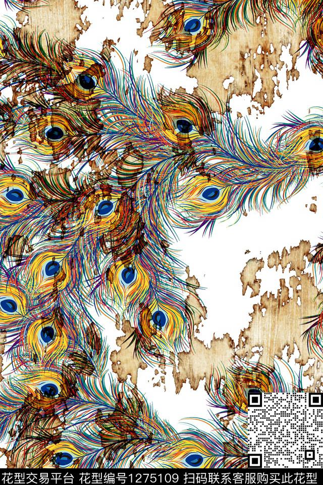 女装扎染华亿平台孔雀数码印花华亿平台下载（图片编号: 1275109） - 瓦栏（Walan）