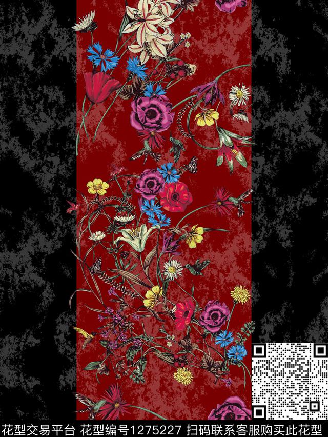 定位花花卉民族风数码印花华亿平台下载（图片编号: 1275227） - 瓦栏（Walan）