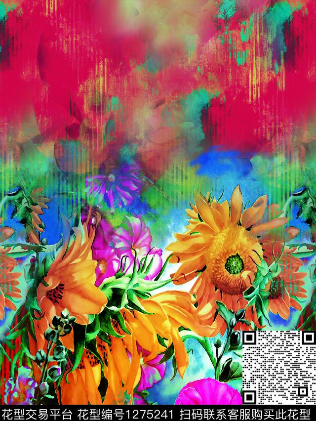 定位花花卉数码印花华亿平台下载（图片编号: 1275241） - 瓦栏（Walan）