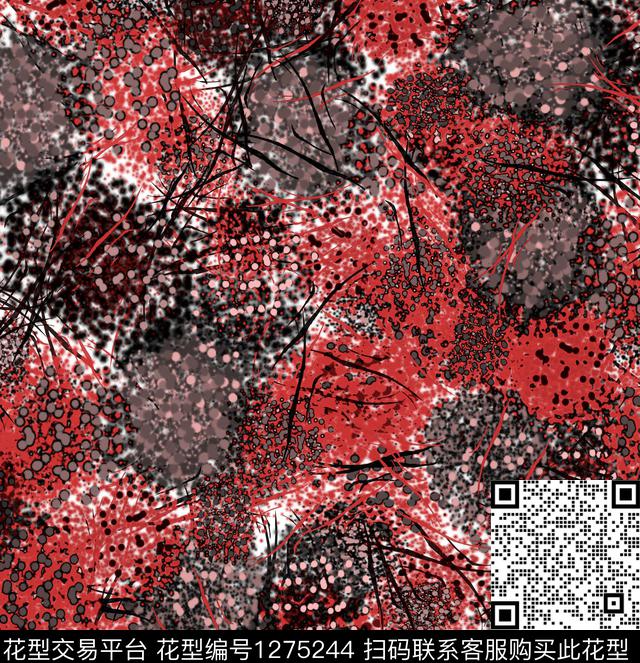 迷彩绘画花卉数码印花华亿平台下载（图片编号: 1275244） - 瓦栏（Walan）