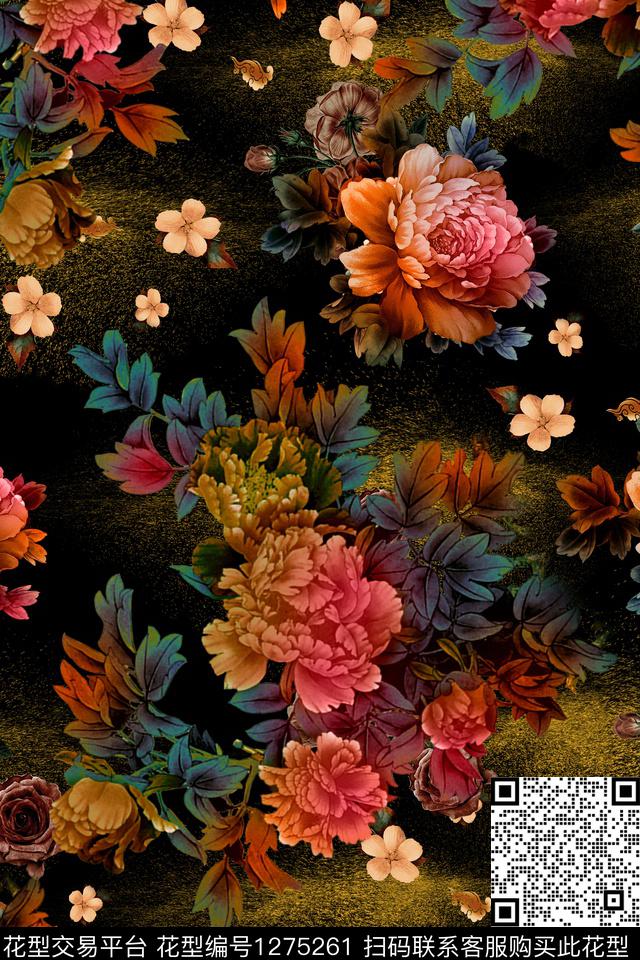 女装连衣裙花卉数码印花华亿平台下载（图片编号: 1275261） - 瓦栏（Walan）