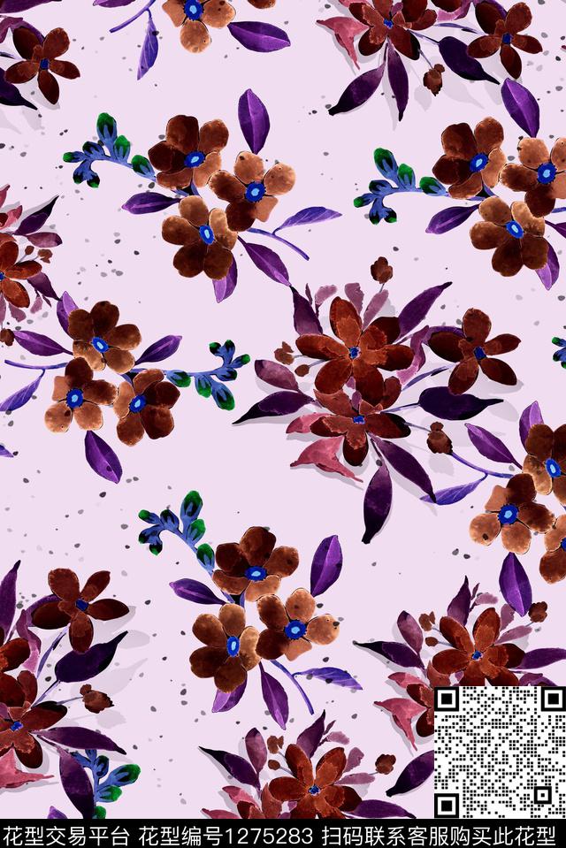 花卉格子几何数码印花华亿平台下载（图片编号: 1275283） - 瓦栏（Walan）