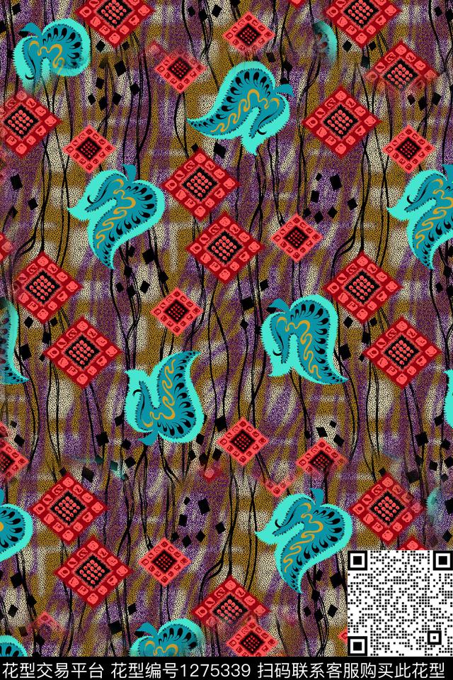 连衣裙大牌风民族风传统印花华亿平台下载（图片编号: 1275339） - 瓦栏（Walan）