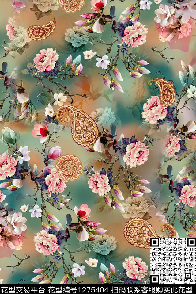 复古欧美小碎花数码印花华亿平台下载（图片编号: 1275404） - 瓦栏（Walan）