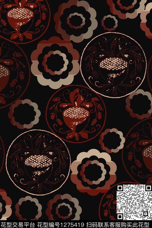 渐变色彩男装休闲花卉奢华游牧数码印花华亿平台下载（图片编号: 1275419） - 瓦栏（Walan）