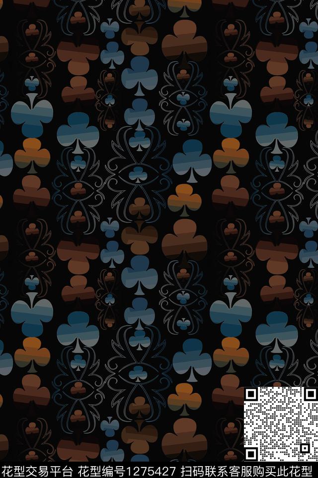 奢华游牧男装休闲花卉渐变色彩数码印花华亿平台下载（图片编号: 1275427） - 瓦栏（Walan）