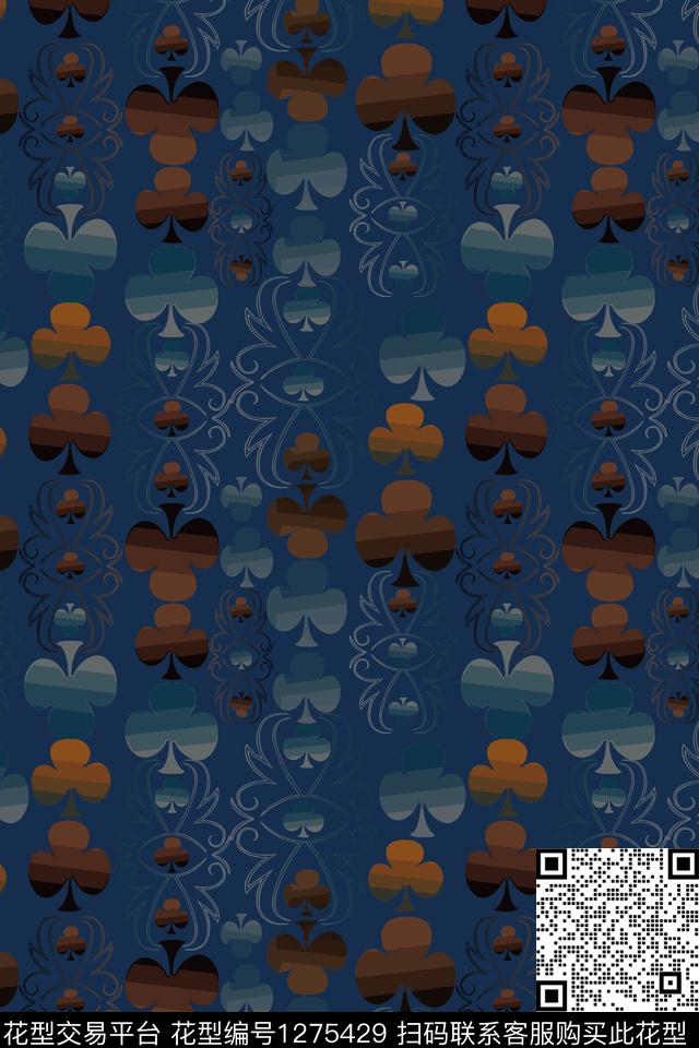 奢华游牧男装休闲花卉渐变色彩数码印花华亿平台下载（图片编号: 1275429） - 瓦栏（Walan）