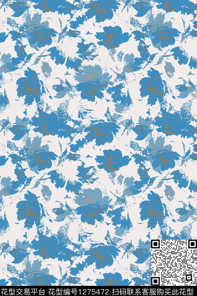 抽象花卉民族风图案蜡印数码印花华亿平台下载（图片编号: 1275472） - 瓦栏（Walan）