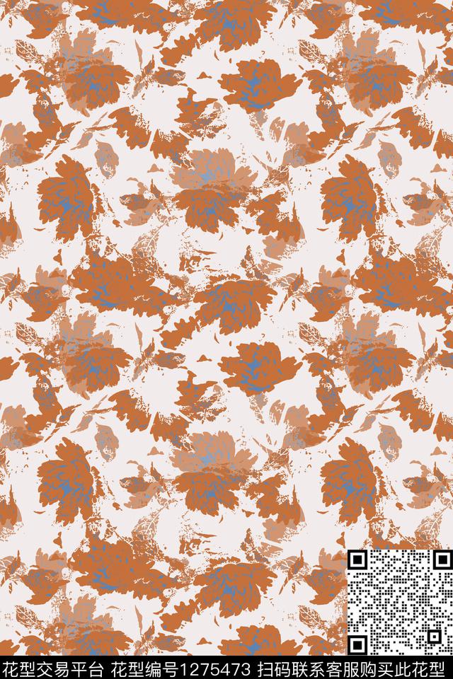 抽象花卉民族风图案蜡印数码印花华亿平台下载（图片编号: 1275473） - 瓦栏（Walan）