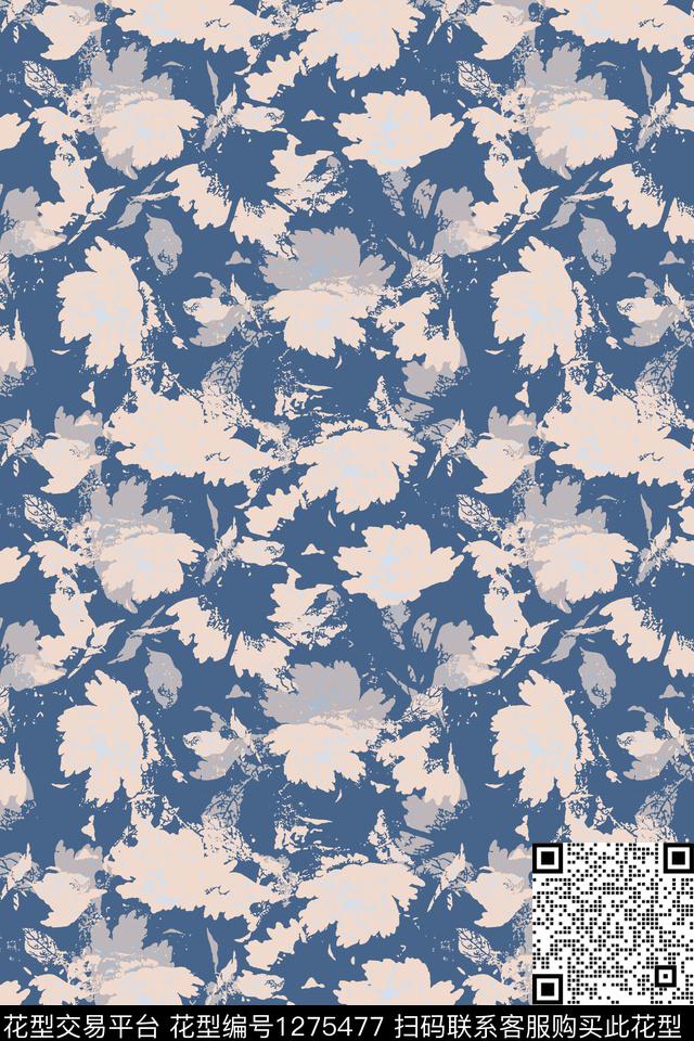 抽象花卉民族风图案蜡印数码印花华亿平台下载（图片编号: 1275477） - 瓦栏（Walan）