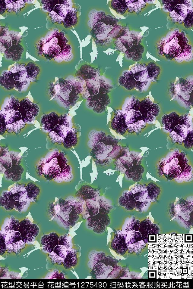 民族风图案蜡印手绘线条笔触数码印花华亿平台下载（图片编号: 1275490） - 瓦栏（Walan）