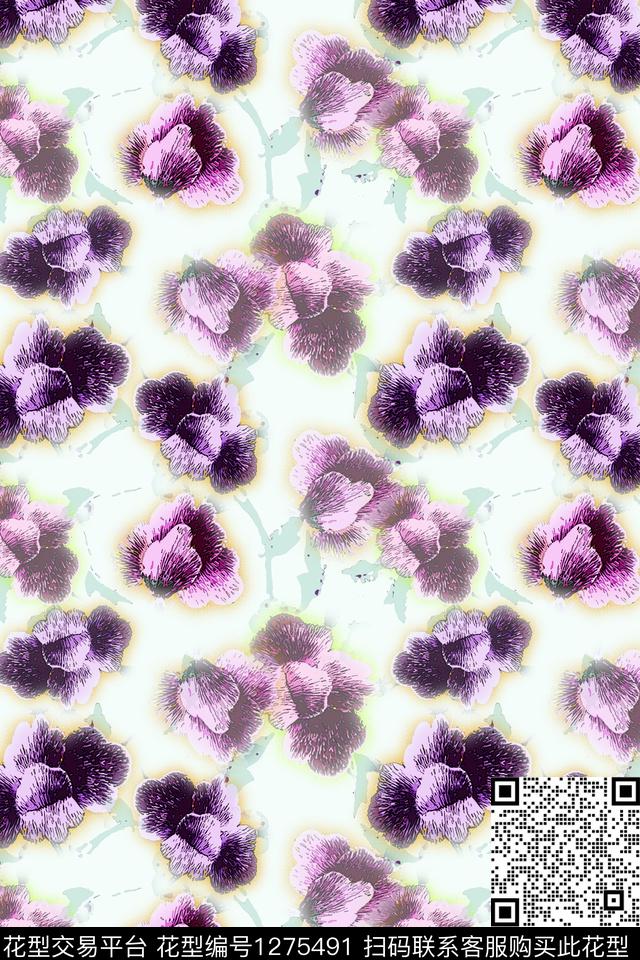 民族风图案蜡印手绘线条笔触数码印花华亿平台下载（图片编号: 1275491） - 瓦栏（Walan）