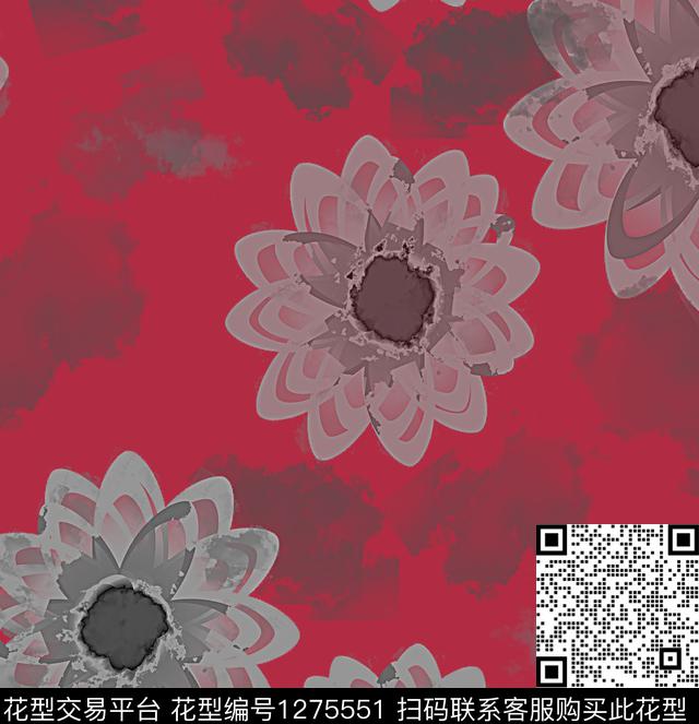 迷彩绘画花卉数码印花华亿平台下载（图片编号: 1275551） - 瓦栏（Walan）