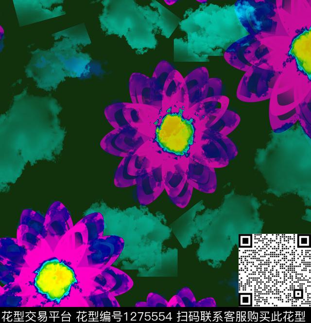 迷彩绘画花卉数码印花华亿平台下载（图片编号: 1275554） - 瓦栏（Walan）