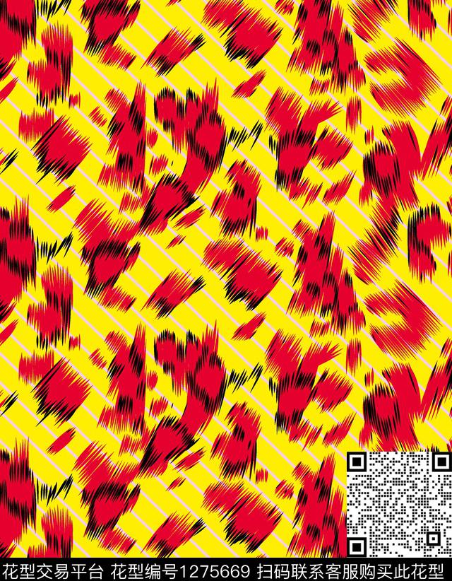 老虎几何线条数码印花华亿平台下载（图片编号: 1275669） - 瓦栏（Walan）
