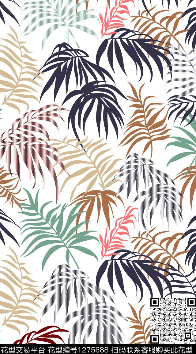 绿植树叶休闲传统印花华亿平台下载（图片编号: 1275688） - 瓦栏（Walan）
