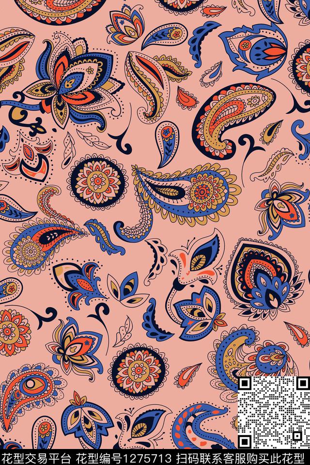 线条画花卉休闲传统印花华亿平台下载（图片编号: 1275713） - 瓦栏（Walan）