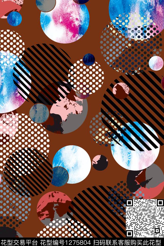 几何大牌风条纹数码印花华亿平台下载（图片编号: 1275804） - 瓦栏（Walan）