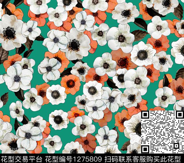 花卉小碎花清爽底花卉数码印花华亿平台下载（图片编号: 1275809） - 瓦栏（Walan）