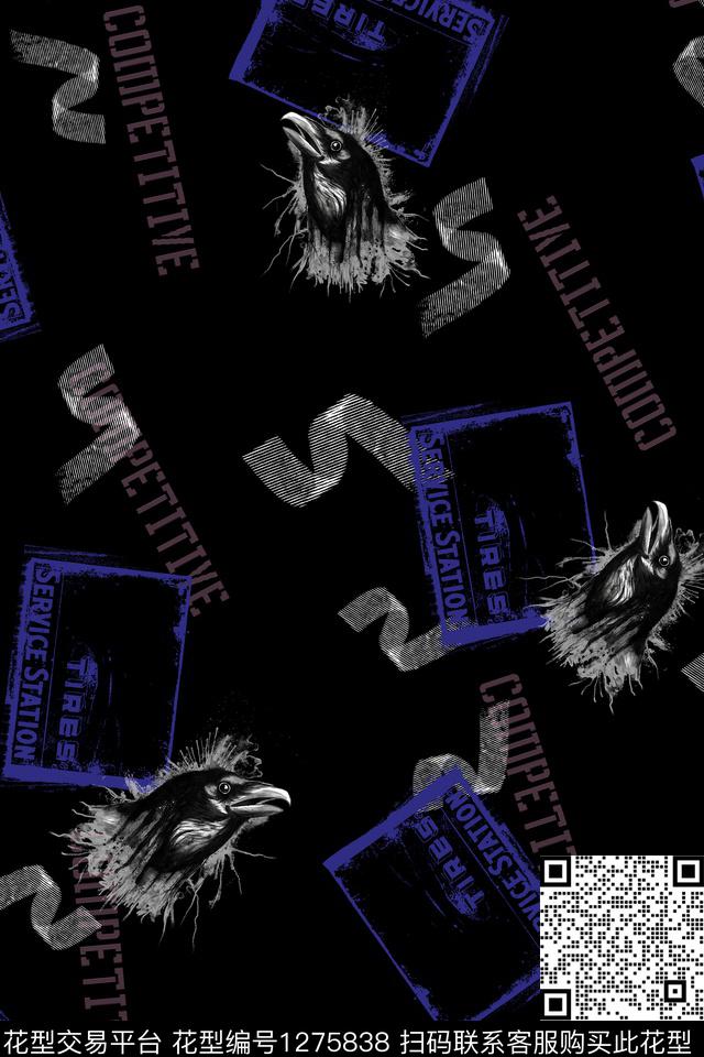 男装抽象卡通数码印花华亿平台下载（图片编号: 1275838） - 瓦栏（Walan）