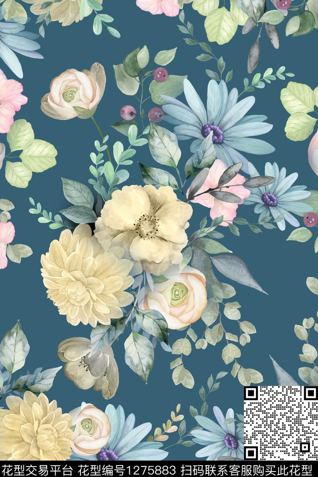 女装床品花卉数码印花华亿平台下载（图片编号: 1275883） - 瓦栏（Walan）